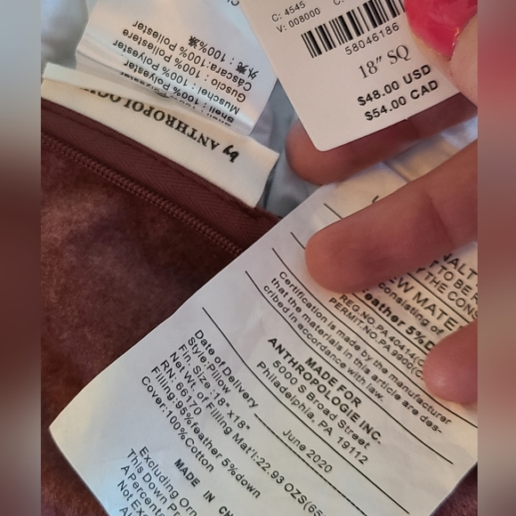 Anthropologie Adelina Pillow in blush, 18 x 18. 2 available - Picture 5 of 5